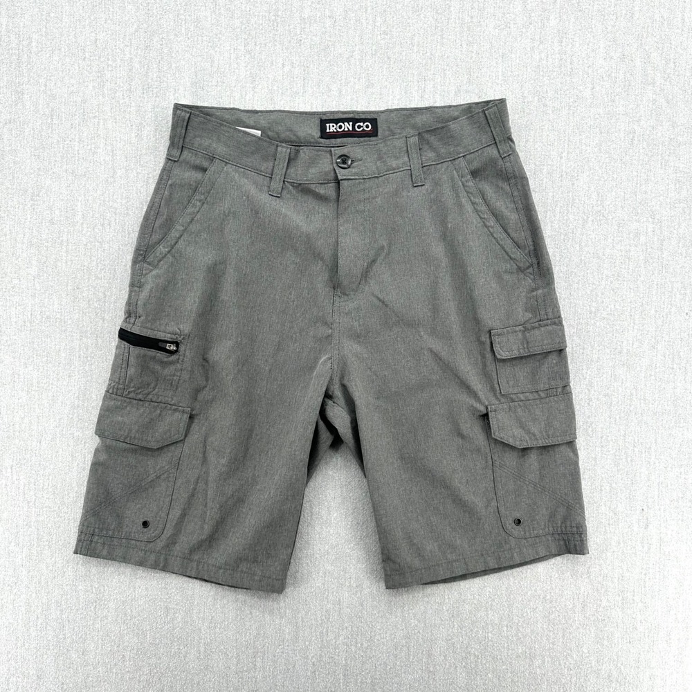 Iron Co‎ Cargo Shorts Mens 32 Gray Performance Stretch Utility Techwear Hiking